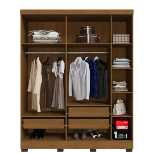 Guarda Roupa Topazio Ageu 5 Portas 100% MDF Com Espelho