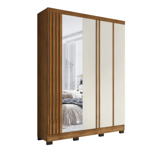 Guarda Roupa Topazio Ageu 5 Portas 100% MDF Com Espelho