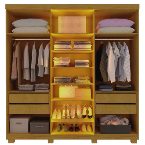 Guarda Roupa Gelius Imperatriz Com Led 6 Portas