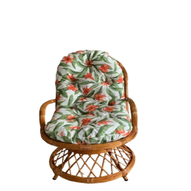 Cadeira Arte Móveis Giratória Rattan Estampado
