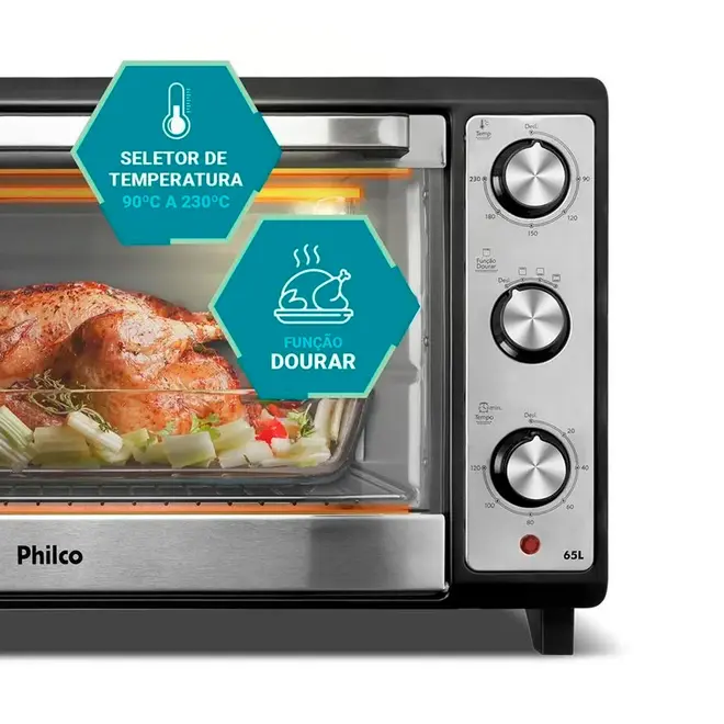 Forno Elétrico 65L Philco Dupla Resistência PFE65