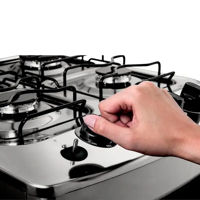 Fogão Consul 4 bocas cor Inox com acendimento automático - CFO4NAR