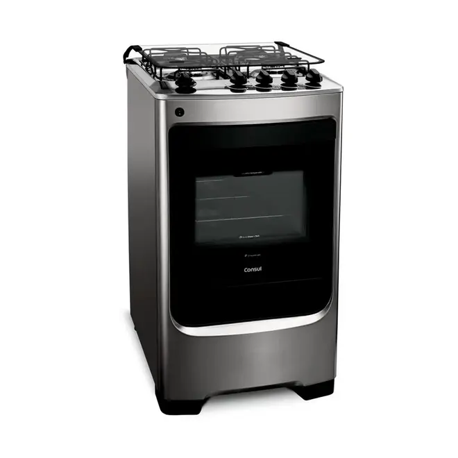 Fogão Consul 4 bocas cor Inox com acendimento automático - CFO4NAR