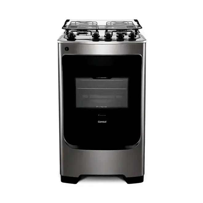 Fogão Consul 4 bocas cor Inox com acendimento automático - CFO4NAR