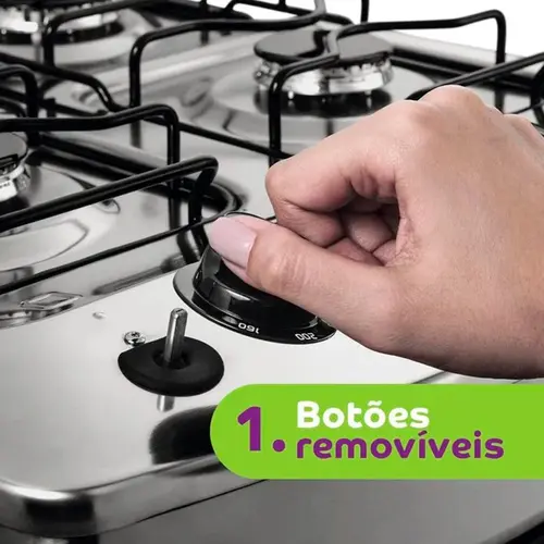 Fogão Consul 4 bocas cor Inox com acendimento automático - CFO4NAR