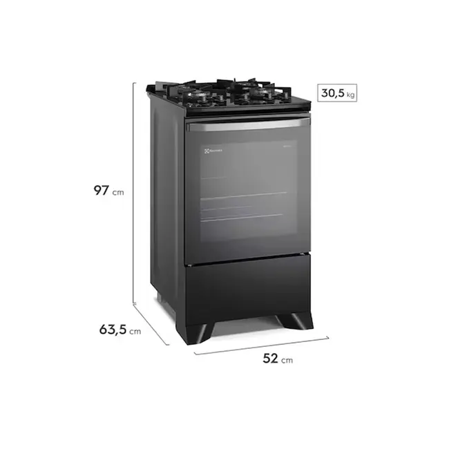 Fogão Electrolux 4 bocas Efficient FE4GP Mesa de Vidro