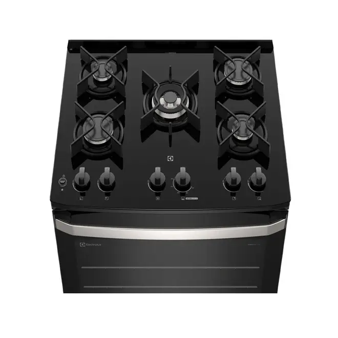 Fogão 5 bocas Electrolux Preto Efficient FE5GB  Mesa de Vidro