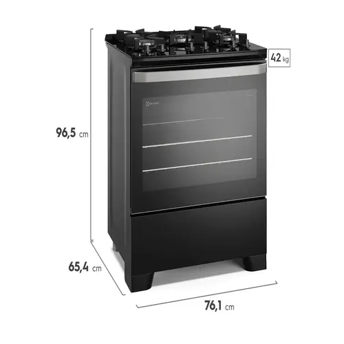Fogão 5 bocas Electrolux Preto Efficient FE5GB  Mesa de Vidro