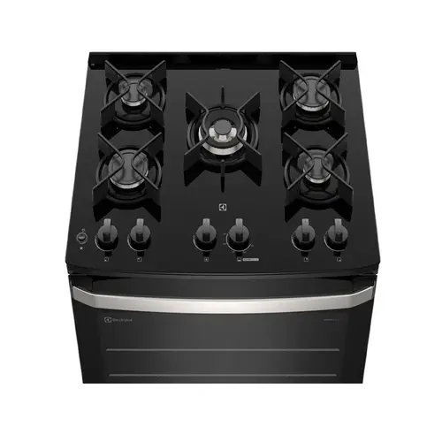 Fogão 5 bocas Electrolux Preto Efficient FE5GB  Mesa de Vidro