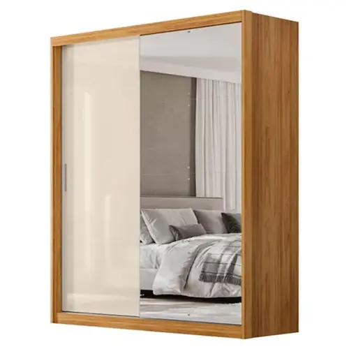 Guarda-roupa Solteiro Riva 2 Portas 4 Gavetas Com Espelho
