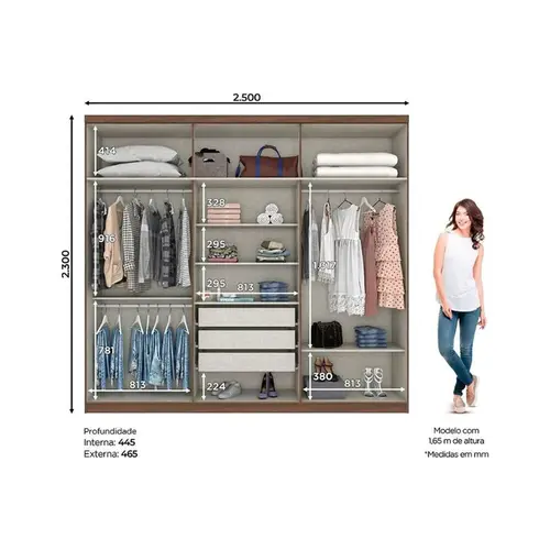 Guarda-Roupa Casal Jade 6 Portas Henn