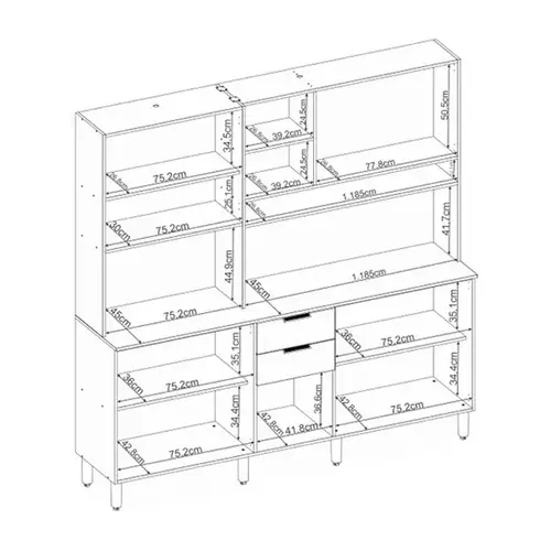 Cozinha Compacta Demobile Amora 10 Portas 2 Gavetas