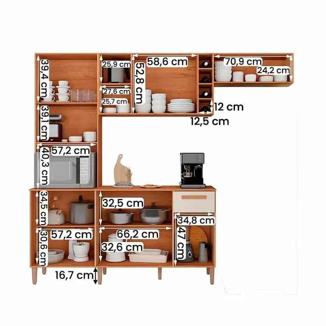 Cozinha Atualle Ravena Wood C/Balcão 10 Portas 1G