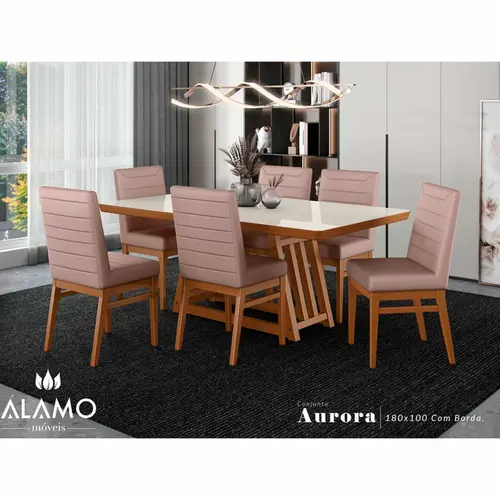 Conjunto de Mesa Alamo Aurora 6 Cadeiras 180x100