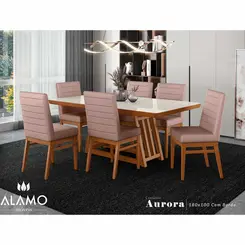 Conjunto de Mesa Alamo Aurora 6 Cadeiras 180x100