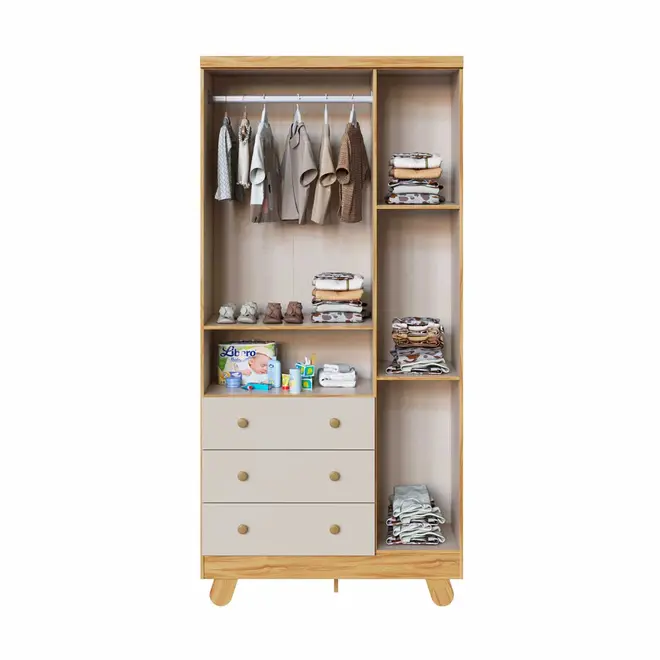 Guarda-Roupa Peroba Pingo 3 Portas 3 Gavetas C/ Janela