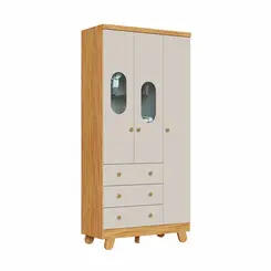 Guarda-Roupa Peroba Pingo 3 Portas 3 Gavetas C/ Janela