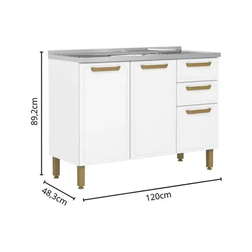 Balcão Bella Bertolini Com Pia 3 Portas
