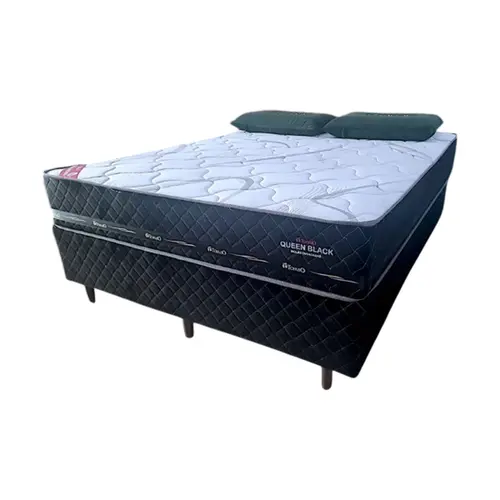 Cama Box Topazio Queen Black Molas Ensacadas 158x66