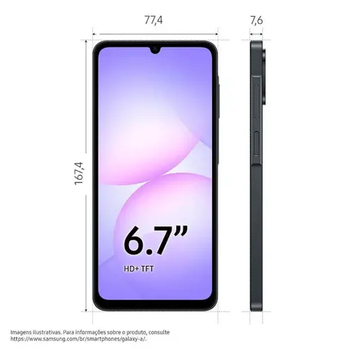 Smartphone Samsung A07 4G 256GB 8GB 6,7"