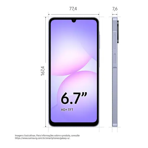 Smartphone Samsung A07 4G 256GB 8GB 6,7"