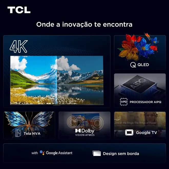 Smart TV TCL 55 Polegadas QLED 4K Google TV 55P7K Dolby Vision