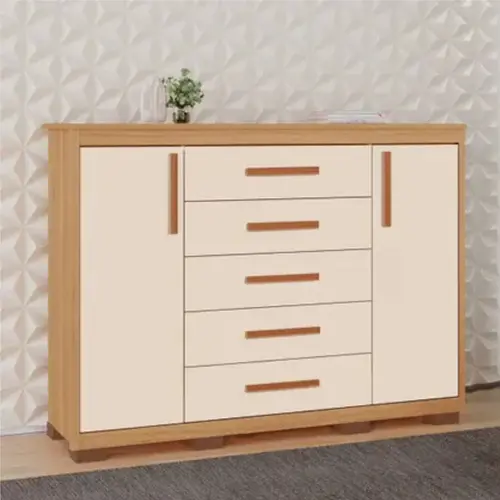 Comoda Tuboarte Ingrid 100% MDF 2 Portas 5 Gavetas