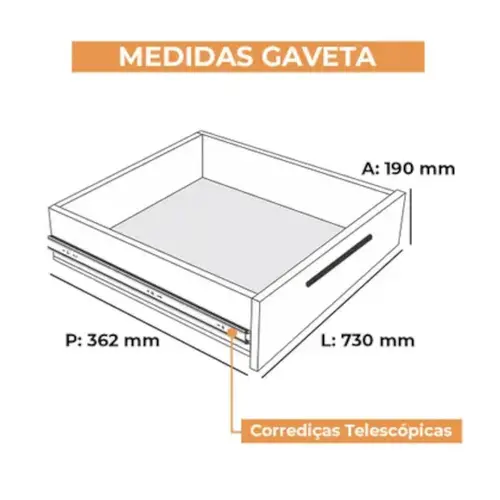 Comoda Tuboarte Ingrid 100% MDF 2 Portas 5 Gavetas