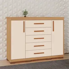 Comoda Tuboarte Ingrid 100% MDF 2 Portas 5 Gavetas