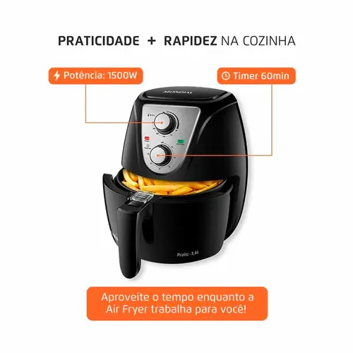 Fritadeira Sem Óleo Air Fryer Pratic 3,6L Mondial AF-36-BI
