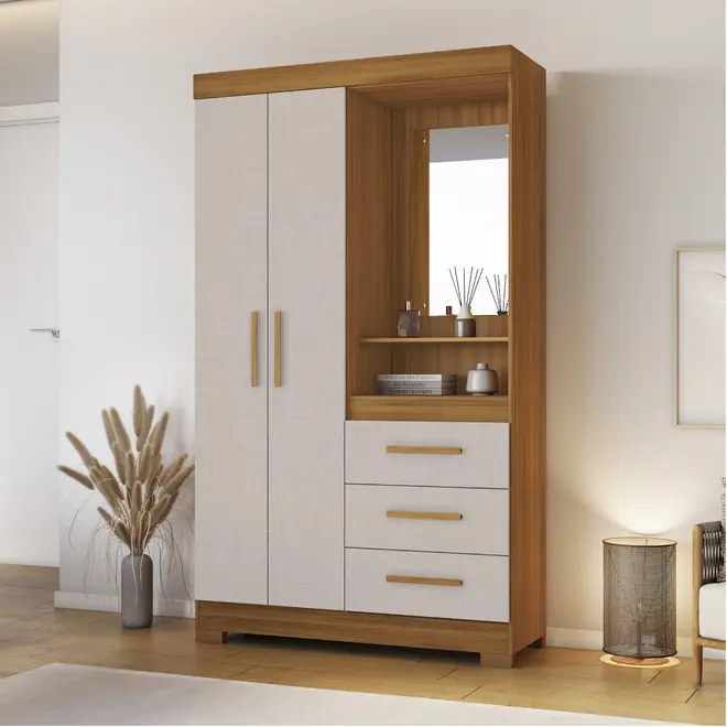 Guarda Roupa Notável NT6020 2 Portas Com Pés + Espelho