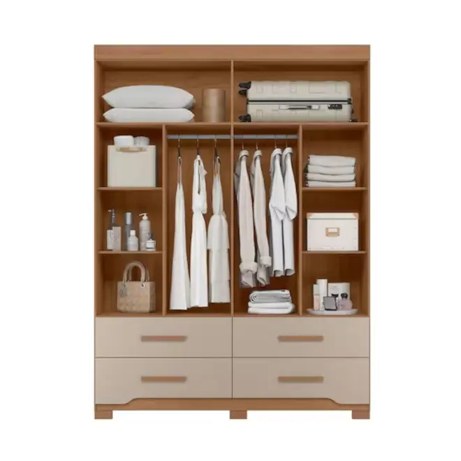 Guarda Roupa Moval Miami 4 Portas 4 Gavetas Com Pés + Espelho