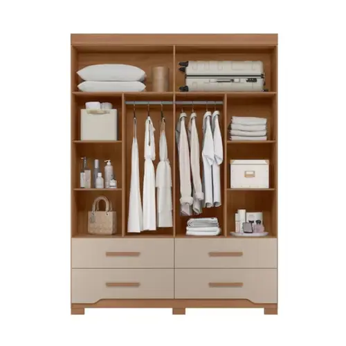 Guarda Roupa Moval Miami 4 Portas 4 Gavetas Com Pés + Espelho