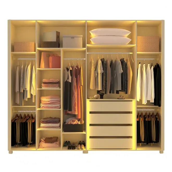 Guarda Roupa Innova Refle com Led 6 Portas