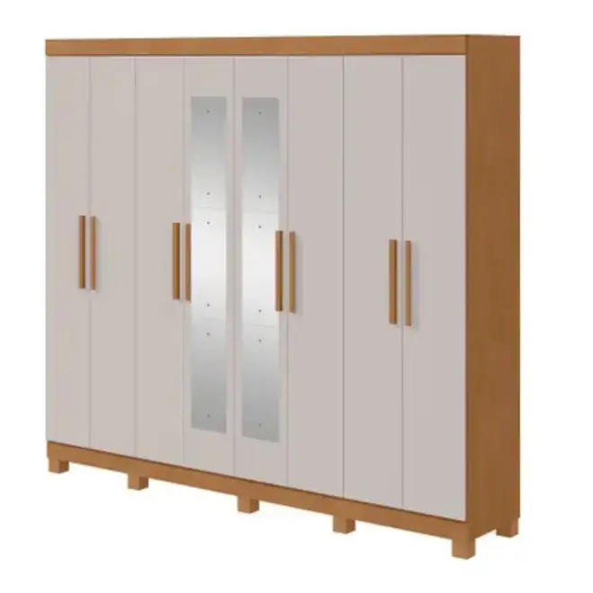 Guarda Roupa Lopas Andara 8 Portas 4 Gavetas com Pés + Espelho