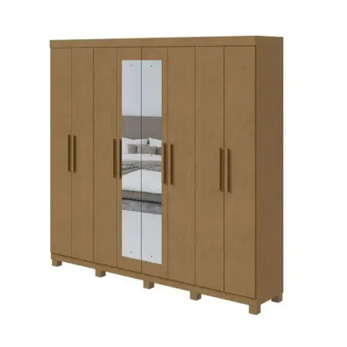 Guarda Roupa Lopas Andara 8 Portas 4 Gavetas com Pés + Espelho