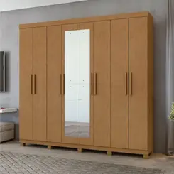 Guarda Roupa Lopas Andara 8 Portas 4 Gavetas com Pés + Espelho