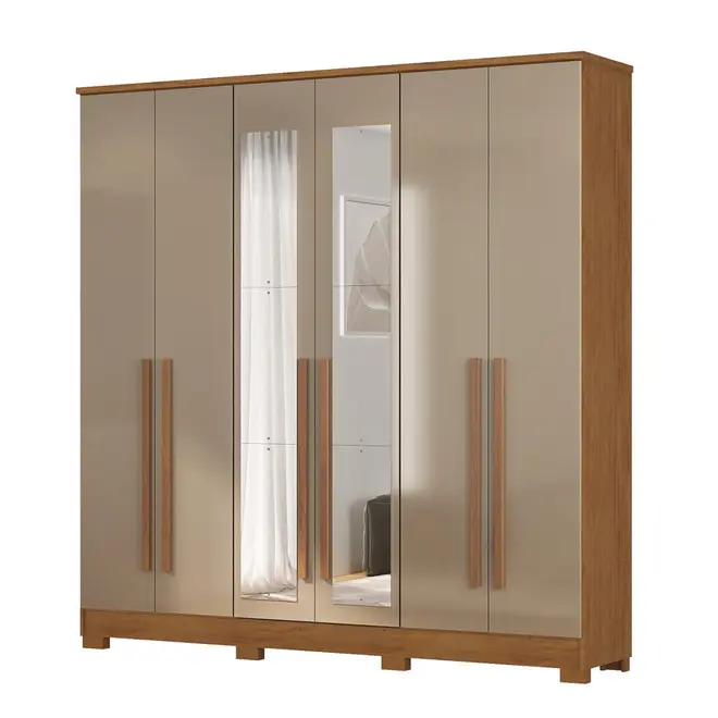 Guarda Roupa Atualle Balsas 6 Portas 3 Gavetas com Pés + Espelho