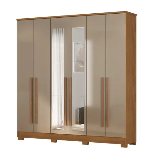 Guarda Roupa Atualle Balsas 6 Portas 3 Gavetas com Pés + Espelho