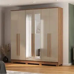 Guarda Roupa Atualle Balsas 6 Portas 3 Gavetas com Pés + Espelho