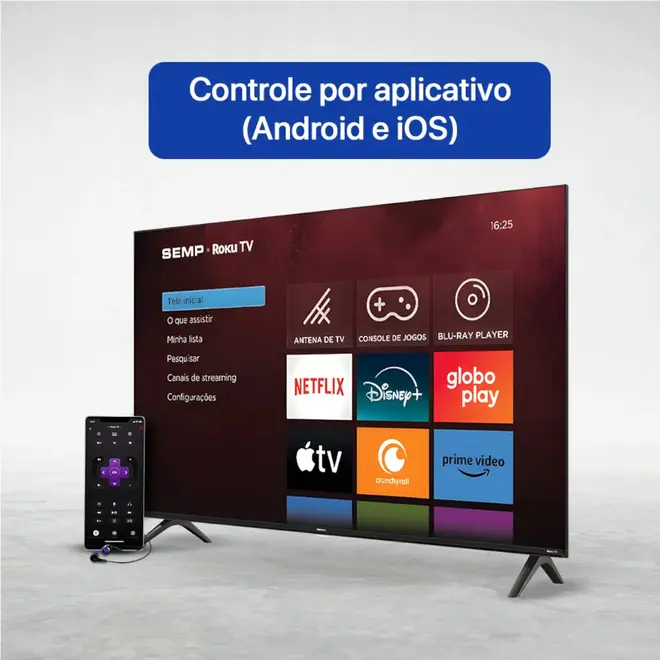 Smart TV Semp 32 Polegadas HD Roku TV Wi-Fi 32R6610 Dolby Audio