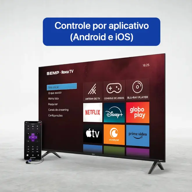 Smart TV Semp 32 Polegadas HD Roku TV Wi-Fi 32R6610 Dolby Audio