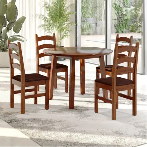 Conjunto de Mesa Tabulae Brunei 4 Cadeiras Estofadas