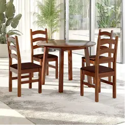 Conjunto de Mesa Tabulae Brunei 4 Cadeiras Estofadas
