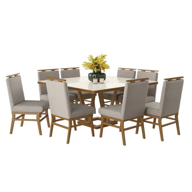 Conjunto de Mesa Alamo Iza 8 Cadeiras 150X150