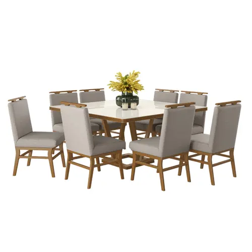 Conjunto de Mesa Alamo Iza 8 Cadeiras 150X150