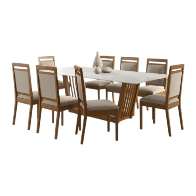 Conjunto de Mesa Alamo Eva 8 Cadeiras 220X110