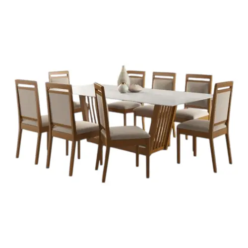 Conjunto de Mesa Alamo Eva 8 Cadeiras 220X110
