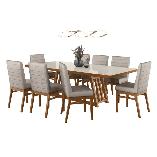 Conjunto de Mesa Alamo Aurora 8 Cadeiras 220X110