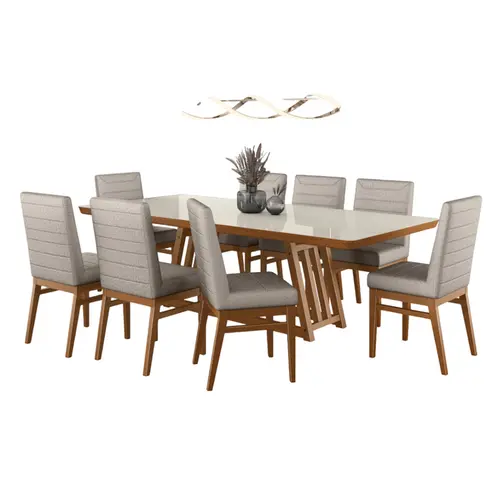 Conjunto de Mesa Alamo Aurora 8 Cadeiras 220X110
